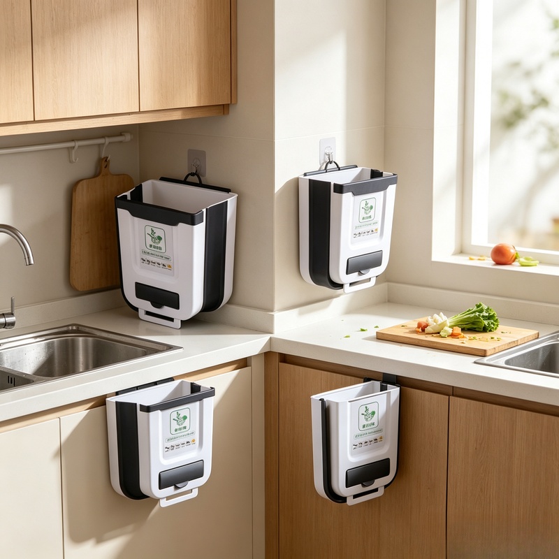Commercial Kitchen Bin - سلة مهملات بلاستيكية نحيفة قابلة للطي