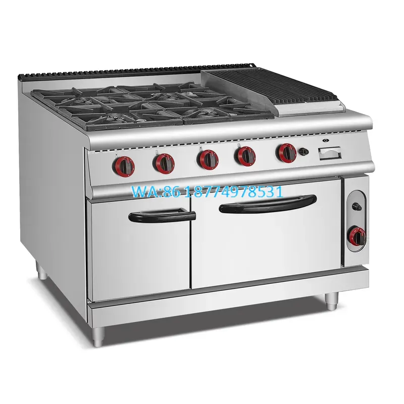 موقد غاز تجاري بأربعة شعلات مع - مراجعة Range Commercial Kitchen وسعره
